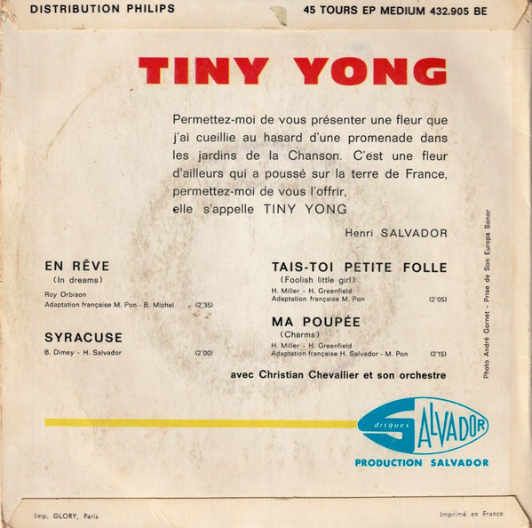 Tiny Yong - Tais-toi Petite Folle | Disques Salvador (432.905 BE) - 2