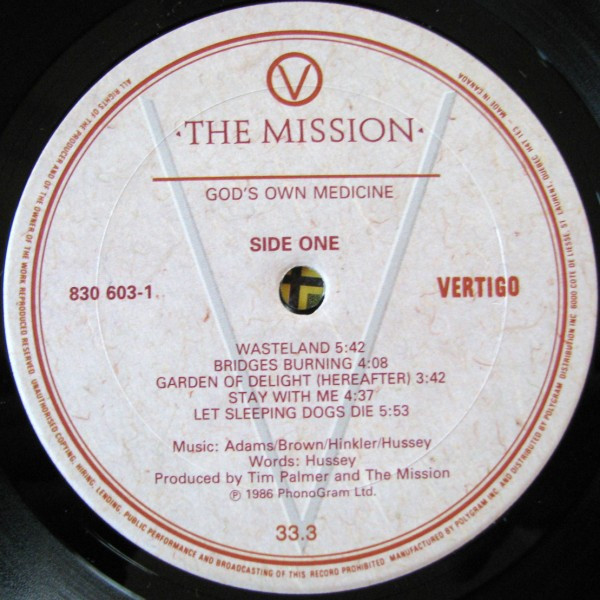 The Mission - God's Own Medicine | Vertigo (830 603-1) - 3