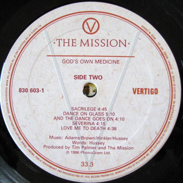 The Mission - God's Own Medicine | Vertigo (830 603-1) - 4