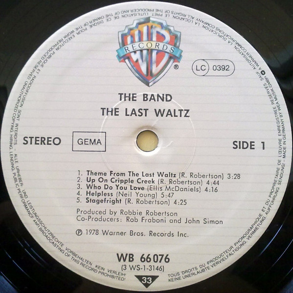 The Band - The Last Waltz | Warner Bros. Records (WB 66 076) - 3 The Band - The Last Waltz | Warner Bros. Records (WB 66 076) - 3