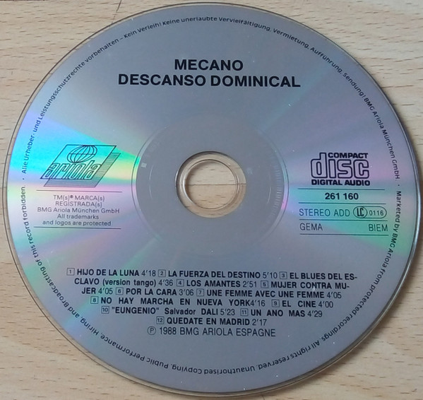 Mecano - Descanso Dominical | Ariola (261 160) - 3