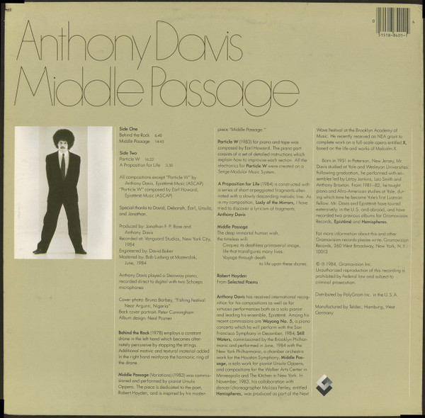 Anthony Davis - Middle Passage | Gramavision (GR 8401) - 2 Anthony Davis - Middle Passage | Gramavision (GR 8401) - 2