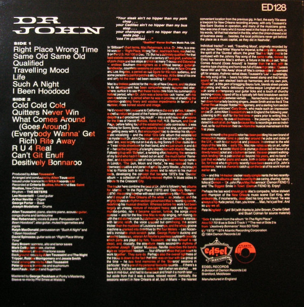 Dr. John - I Been Hoodood | Edsel Records (ED 128) - 2 Dr. John - I Been Hoodood | Edsel Records (ED 128) - 2