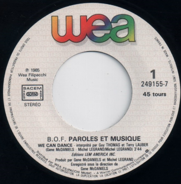 Michel Legrand - We Can Dance / Leave It To Me (Bande Originale Du Film "Paroles Et Musique" | WEA (249155-7) - 3