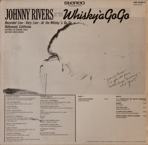 Johnny Rivers - Live At The Whisky A Go-Go | Liberty (LBS 83 299 X)