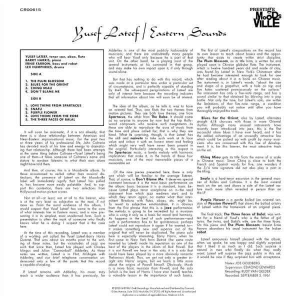 Yusef Lateef - Eastern Sounds | Craft Recordings (CR00615) - 2 Yusef Lateef - Eastern Sounds | Craft Recordings (CR00615) - 2