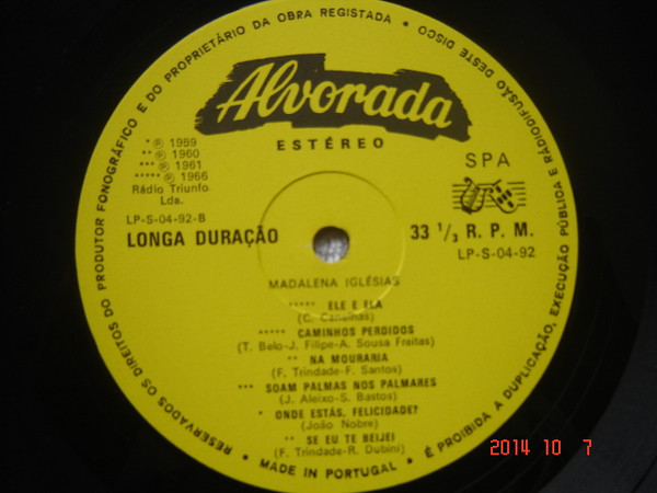 Madalena Iglésias - Madalena Iglésias | Alvorada (LP-S-04-92) - 2
