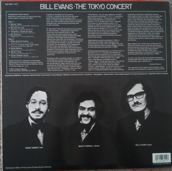 Bill Evans - The Tokyo Concert | Original Jazz Classics (OJC-345) - 3 Bill Evans - The Tokyo Concert | Original Jazz Classics (OJC-345) - 3