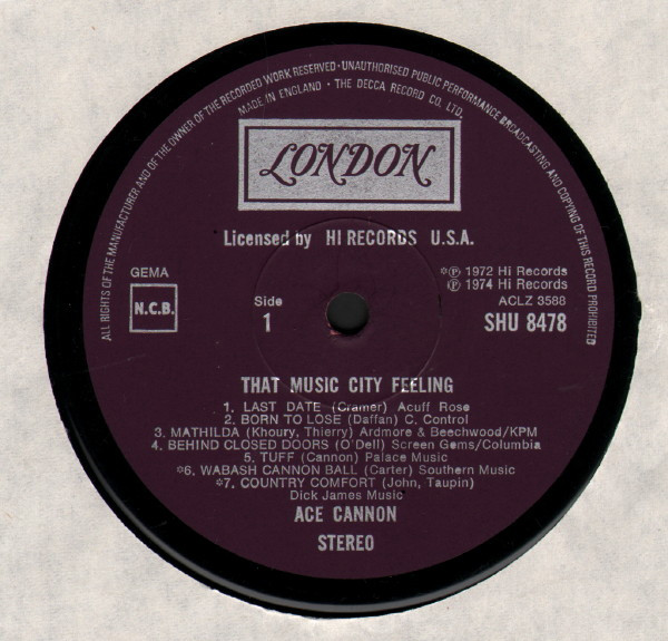 Ace Cannon - That Music City Feeling | London Records (SHU 8478) - 3 Ace Cannon - That Music City Feeling | London Records (SHU 8478) - 3