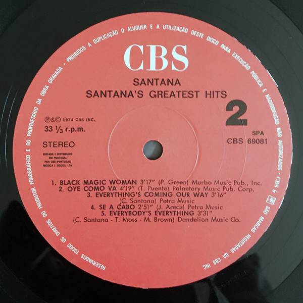 Santana - Santana's Greatest Hits | CBS (69081) - 4 Santana - Santana's Greatest Hits | CBS (69081) - 4