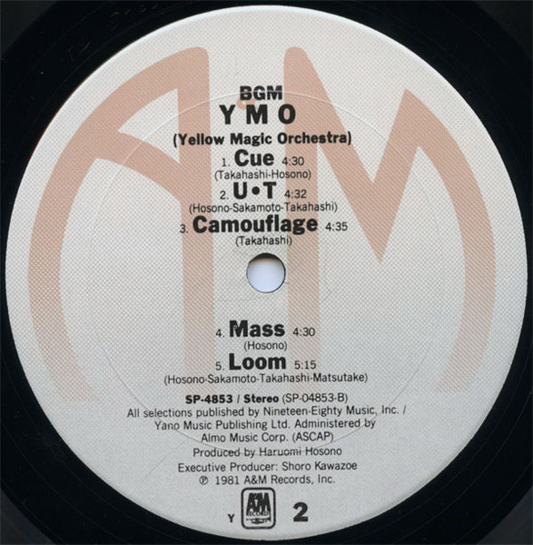 Yellow Magic Orchestra - BGM | A&M Records (SP-4853) - 4