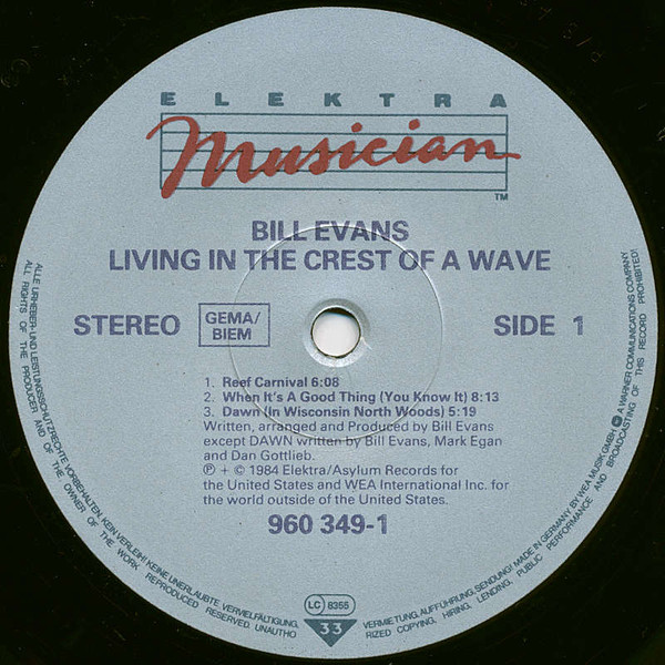 Bill Evans - Living In The Crest Of A Wave | Elektra Musician (960 349-1) - 3