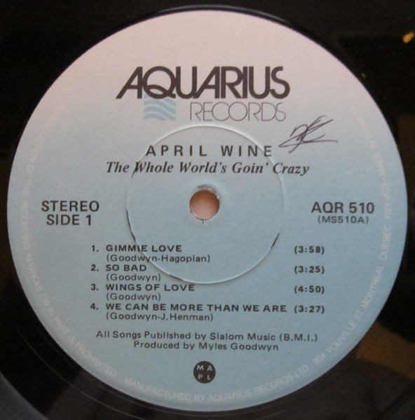 April Wine - The Whole World's Goin' Crazy | Aquarius Records (AQR 510) - 3 April Wine - The Whole World's Goin' Crazy | Aquarius Records (AQR 510) - 3