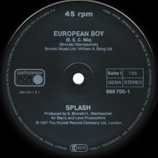 Splash - European Boy | Metronome (888 705-1) - 3 Splash - European Boy | Metronome (888 705-1) - 3