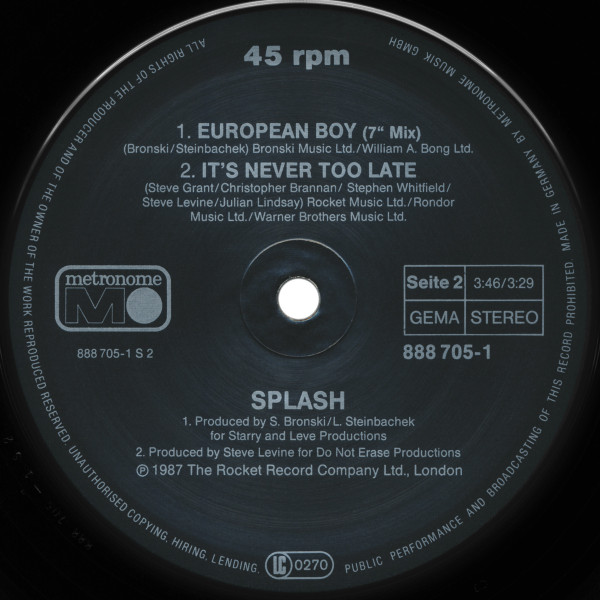 Splash - European Boy | Metronome (888 705-1) - 4 Splash - European Boy | Metronome (888 705-1) - 4