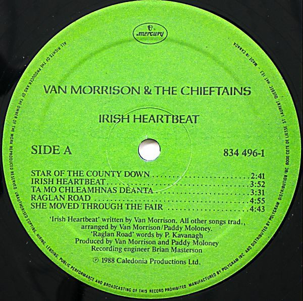Van Morrison & The Chieftains - Irish Heartbeat [Vinyl] | Mercury (834 496-1) - 3