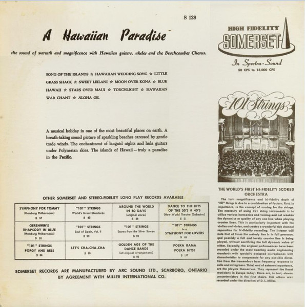 101 Strings - In A Hawaiian Paradise [Vinyl] | Somerset (S 128) - 2