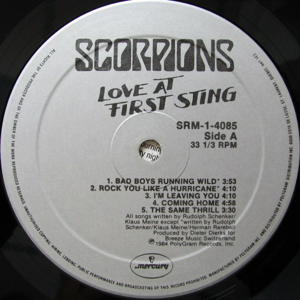 Scorpions - Love At First Sting | Mercury (SRM-1-4085) - 3