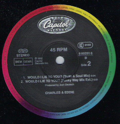 Charles & Eddie - Would I Lie To You? | Capitol Records (8 80291 6) - 3 Charles & Eddie - Would I Lie To You? | Capitol Records (8 80291 6) - 3