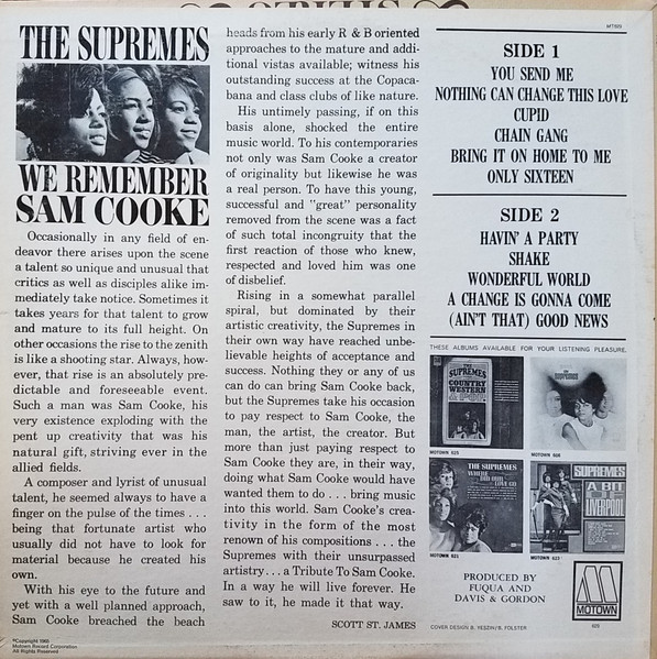 The Supremes - We Remember Sam Cooke | Motown (MT-629) - 2