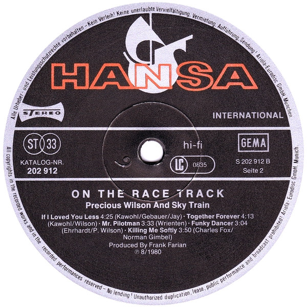Precious Wilson - On The Race Track | Hansa (202 912)