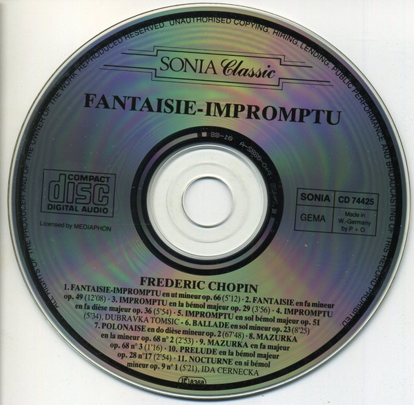 Frédéric Chopin , Dubravka Tomsic , Ida Černecká - Fantasie - Impromptu | Sonia Classic (CD 74425) - 3