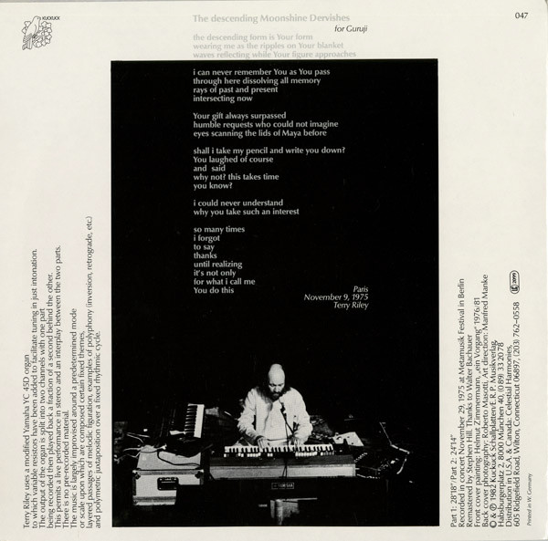 Terry Riley - Descending Moonshine Dervishes | Kuckuck (047) - 2