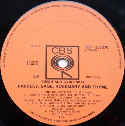 Simon & Garfunkel - Parsley, Sage, Rosemary And Thyme | CBS (SBP 233376) - 4