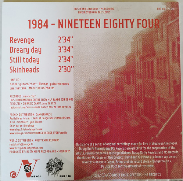 Nineteen Eighty Four - Live In Studio On The Slopes | Rusty Knife Records (RKR 110) - 2 Nineteen Eighty Four - Live In Studio On The Slopes | Rusty Knife Records (RKR 110) - 2