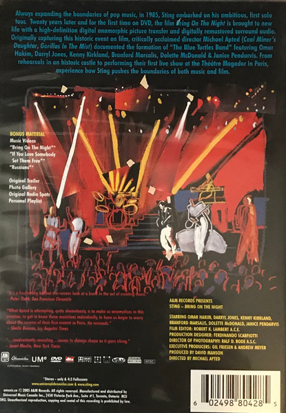 Sting - Bring On The Night | A&M Records (B000432709) - 2 Sting - Bring On The Night | A&M Records (B000432709) - 2