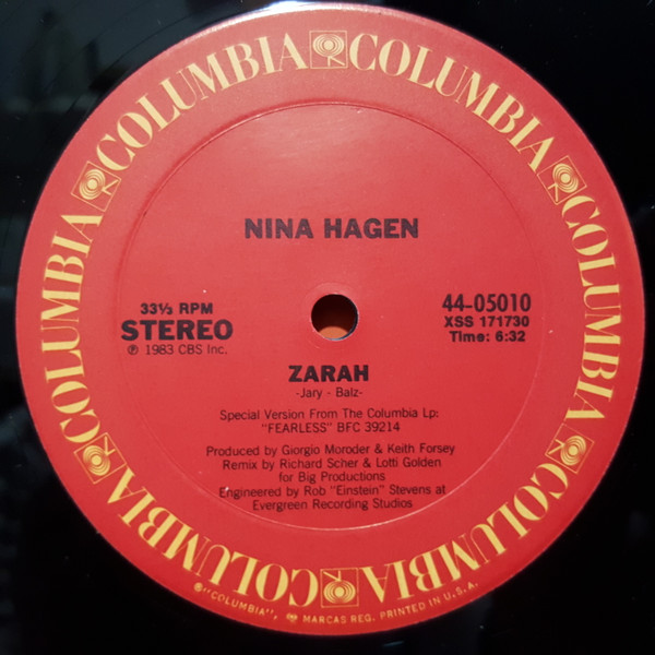 Nina Hagen - Zarah (Remix) | Columbia (44-05010) - 2