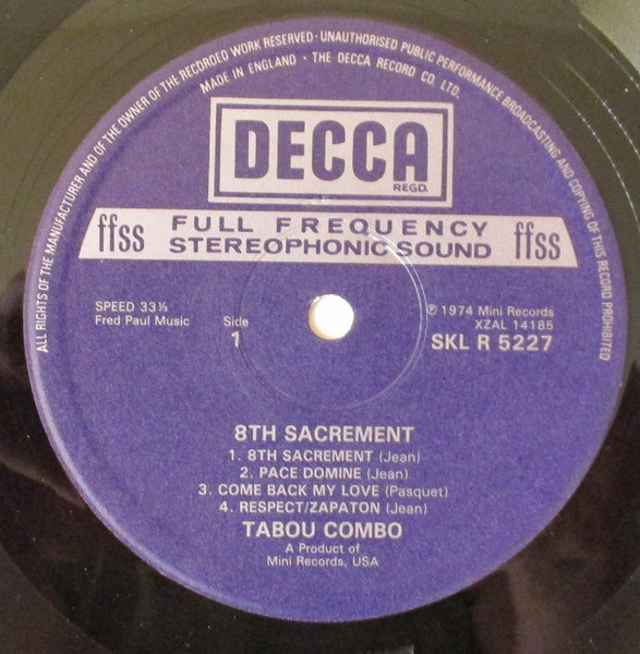 Tabou Combo - 8th Sacrement | Decca (SKL-R 5227) - 3
