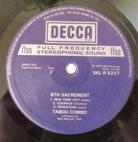 Tabou Combo - 8th Sacrement | Decca (SKL-R 5227) - 4