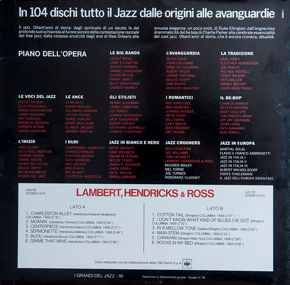 Lambert, Hendricks & Ross - Lambert, Hendricks & Ross | Fabbri Editori (Gdj 92) - 2