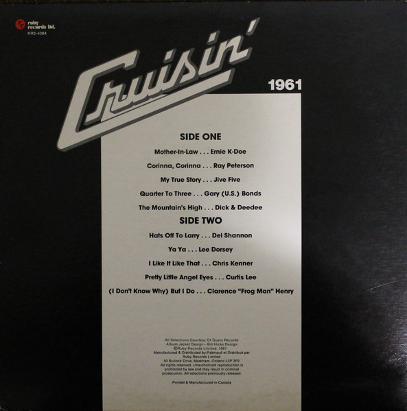 Various - Cruisin' 1961 [Vinyl] | Ruby Records Limited (RR3-4084) - 2