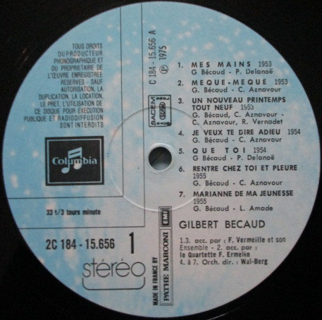Gilbert Bécaud - Bécaud | Columbia (2C 184-15656/7) - 4