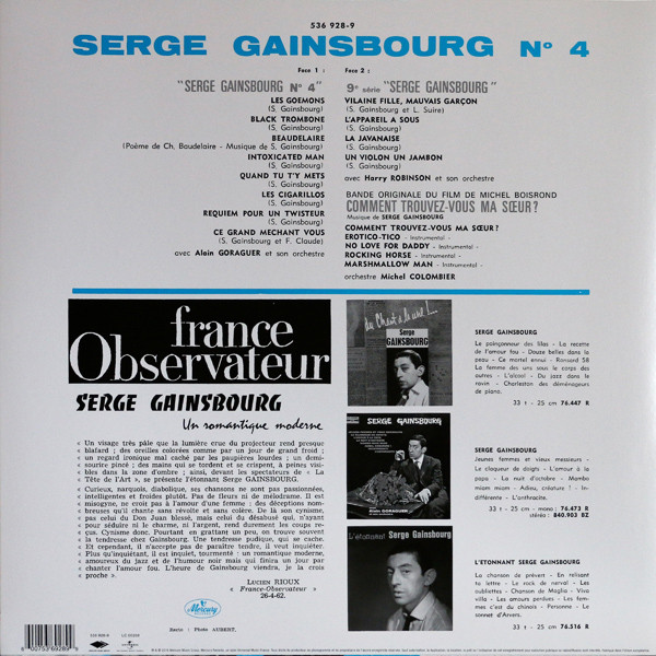 Serge Gainsbourg - N°4 | Mercury (536 928-9) - 2 Serge Gainsbourg - N°4 | Mercury (536 928-9) - 2