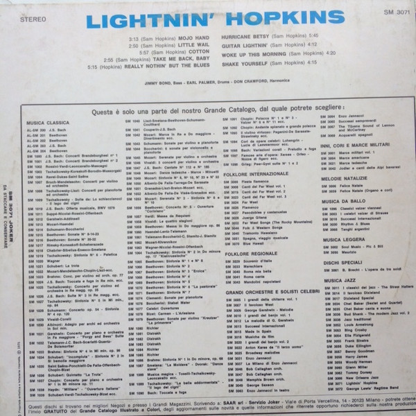 Lightnin' Hopkins - Il Blues | Joker (SM 3071) - 2
