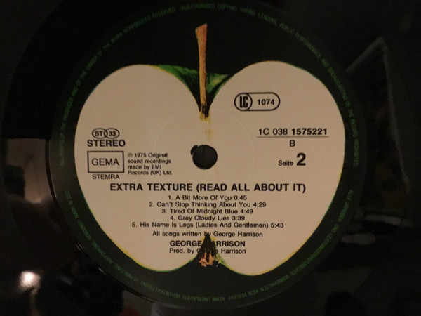 George Harrison - Extra Texture (Read All About It) | Apple Records (1C 038 1575221) - 4