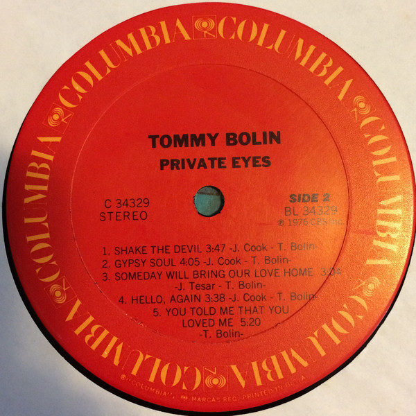 Tommy Bolin - Private Eyes | Columbia (C 34329) - 4 Tommy Bolin - Private Eyes | Columbia (C 34329) - 4