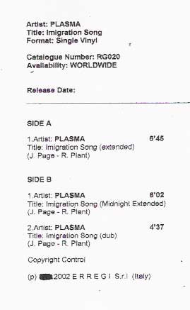 Plasma - Imigration Song | Erregi (RG020)