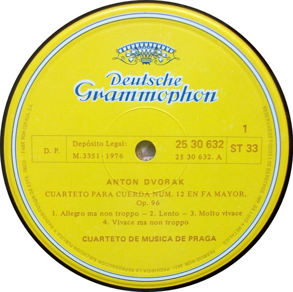 Antonín Dvořák , Prague String Quartet - Cuarteto En Fa Mayor Op.96 <<Americano>> - Cuarteto En La Bemol Mayor Op.115 | Deutsche Grammophon (2530 632) - 3
