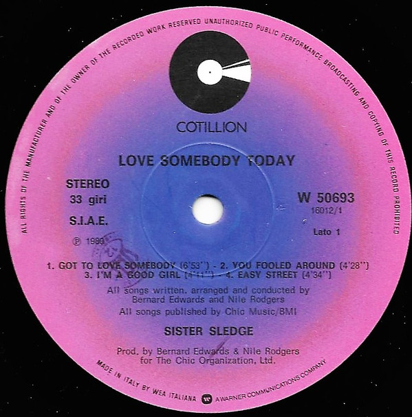 Sister Sledge - Love Somebody Today | Cotillion (W 50693) - 2 Sister Sledge - Love Somebody Today | Cotillion (W 50693) - 2