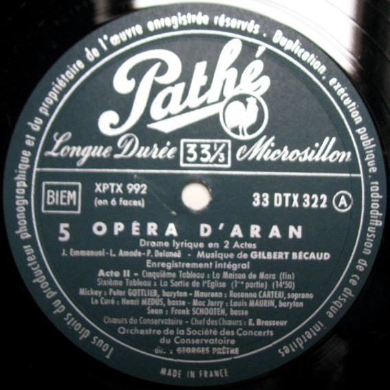 Gilbert Bécaud - Georges Prêtre - Opéra D'Aran (Drame Lyrique En 2 Actes) | Pathé (ASTX 136 à 138) - 4