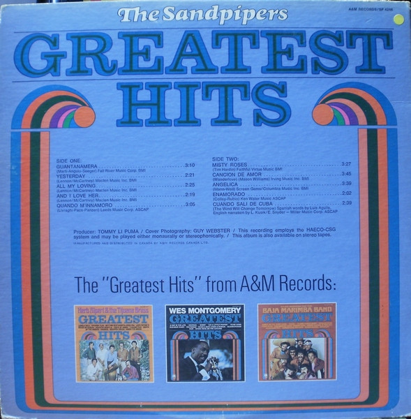 The Sandpipers - Greatest Hits | A&M Records (SP-4246) - 2