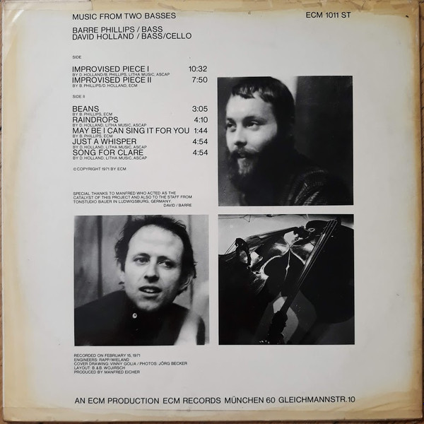Dave Holland / Barre Phillips - Music From Two Basses | ECM Records (ECM 1011 ST) - 2