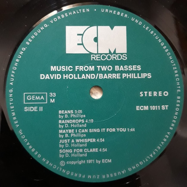 Dave Holland / Barre Phillips - Music From Two Basses | ECM Records (ECM 1011 ST) - 4