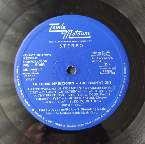 The Temptations - En Todas Direcciones | Tamla Motown (MS-9045) - 4