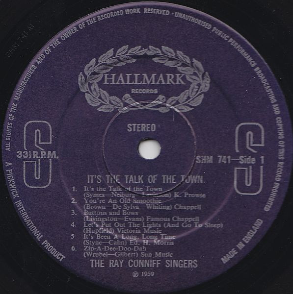 Ray Conniff And The Singers - It's The Talk Of The Town | Hallmark Records (SHM 741) - 3 Ray Conniff And The Singers - It's The Talk Of The Town | Hallmark Records (SHM 741) - 3