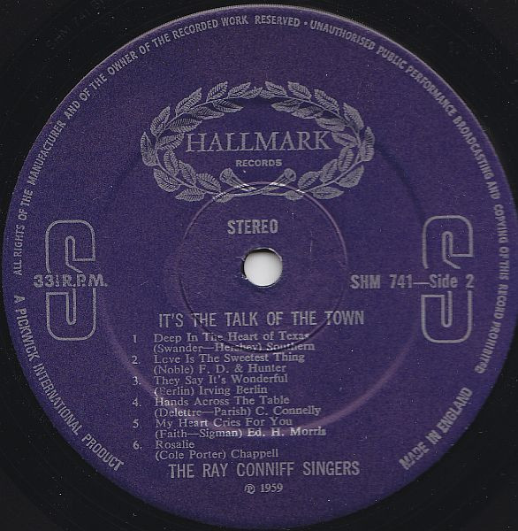 Ray Conniff And The Singers - It's The Talk Of The Town | Hallmark Records (SHM 741) - 4 Ray Conniff And The Singers - It's The Talk Of The Town | Hallmark Records (SHM 741) - 4